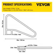 VEVOR Pool Rail 55x32 Pool Railing 304 Acero inoxidable 250LBS Capacidad de carga Pasamanos de piscina plateado a prueba de herrumbre Pasamanos de piscina humanizado con cubierta de agarre azul y broca M8 y tornillos autorroscantes