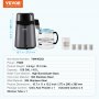Destilador de agua VEVOR, filtro purificador de agua pura de 4 l y 1,05 galones para encimera, destilador de agua de 750 W, interior de acero inoxidable, gris