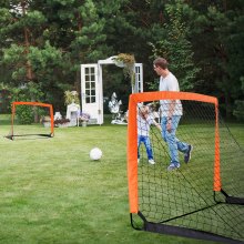 VEVOR Portería de fútbol portátil, red de fútbol para patio trasero para niños de 4x3 pies, red de fútbol plegable para práctica emergente, mini juego de portería de fútbol para entrenamiento juvenil, porterías de fútbol para interiores y exteriores para todo clima con bolsa de transporte, paquete de 2