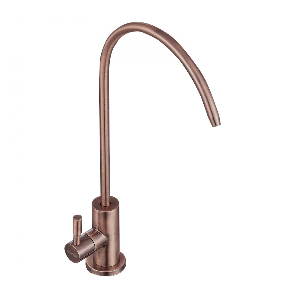 Grifo de agua VEVOR Ro, grifo de acero inoxidable sin plomo, grifos de agua potable con válvula de latón macizo, resistente a la corrosión y duradero para cocina, barra de bar, cafetería, bronce antiguo.