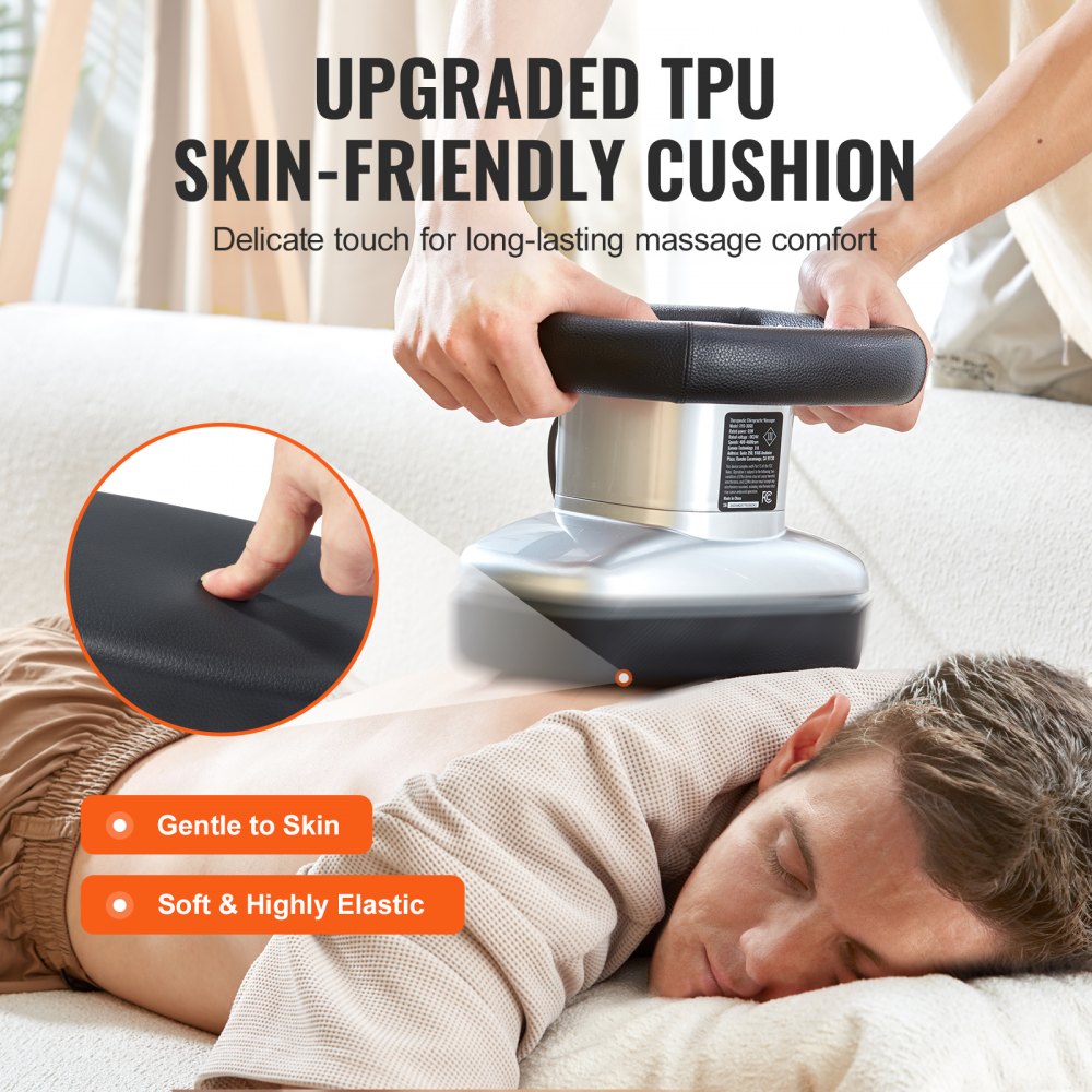Masajeador quiropráctico VEVOR, masajeador vibratorio profesional de velocidad variable de 400 a 4600 rpm, masajeador corporal orbital quiropráctico de mano para aliviar los músculos de espalda, cuello y hombros.
