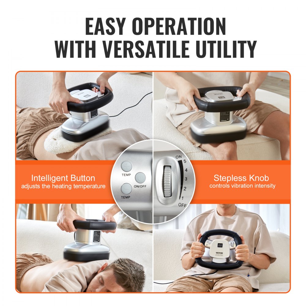 Masajeador quiropráctico VEVOR, masajeador vibratorio profesional de velocidad variable de 400 a 4600 rpm, masajeador corporal orbital quiropráctico de mano para aliviar los músculos de espalda, cuello y hombros.