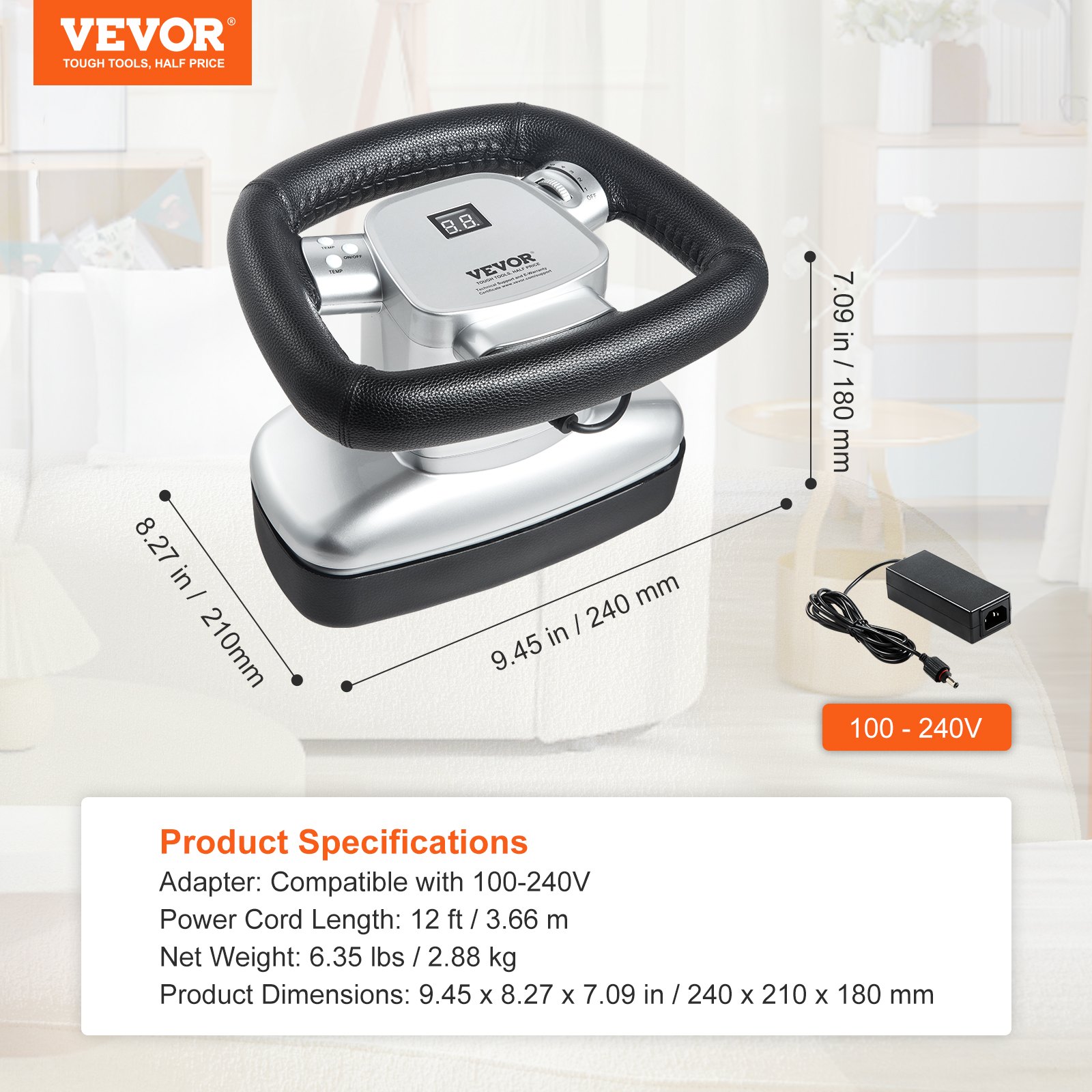 Masajeador quiropráctico VEVOR, masajeador vibratorio profesional de velocidad variable de 400 a 4600 rpm, masajeador corporal orbital quiropráctico de mano para aliviar los músculos de espalda, cuello y hombros.