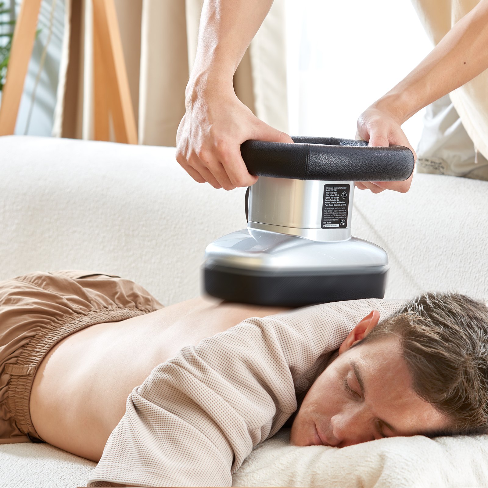 Masajeador quiropráctico VEVOR, masajeador vibratorio profesional de velocidad variable de 400 a 4600 rpm, masajeador corporal orbital quiropráctico de mano para aliviar los músculos de espalda, cuello y hombros.