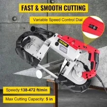 VEVOR Sierra de cinta portátil de corte profundo de 5" y velocidad variable, motor de 110 V, 10 A, Certificado