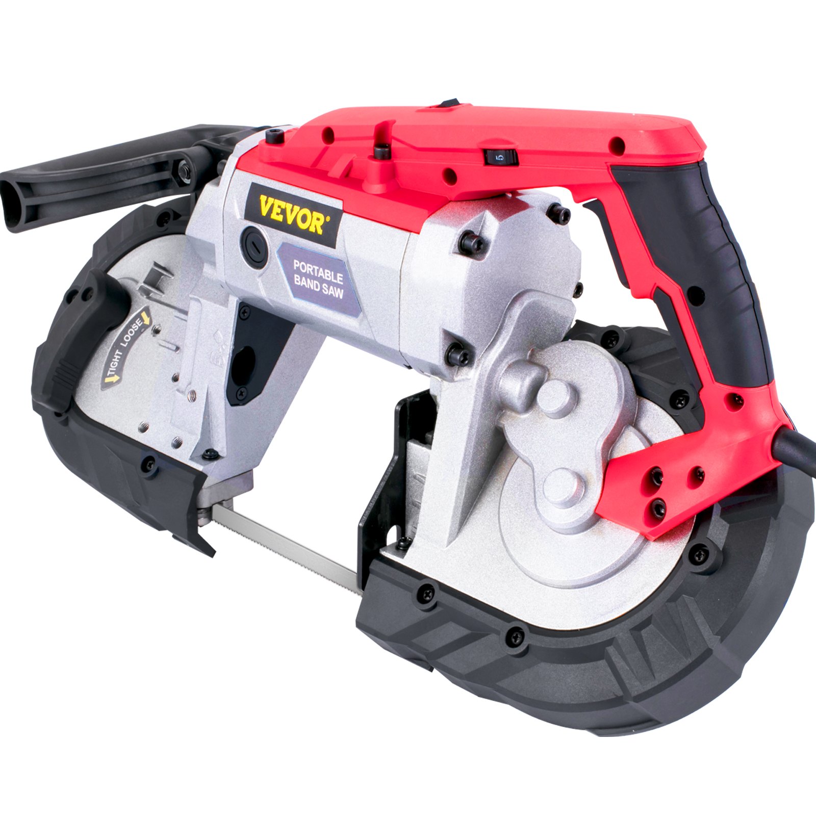 Sierra de cinta inalámbrica VEVOR, capacidad de corte de 5 pulgadas, velocidad variable, portátil, motor de 10 A, para metal, madera, tubos, tuberías, varillas de refuerzo y plástico