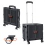 Carrito utilitario plegable VEVOR en color negro con mango telescópico y ruedas giratorias para fácil movilidad.