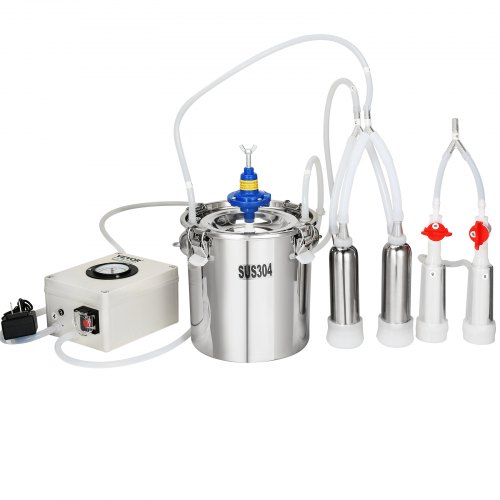 Máquina De Ordeño Eléctrica Recargable Para Cabras Y Ovejas - Cubo Acero Inoxidable 3L, Batería 5200 MAh, Auto-Stop, Tubos De Silicona