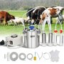 Ordeñadora de cabras VEVOR, cubo de acero inoxidable 304 de 6 L, ordeñadora eléctrica automática de pulsación al vacío, ordeñadora portátil con vasos y tubos de silicona de grado alimenticio, succión ajustable para vacas y ovejas.