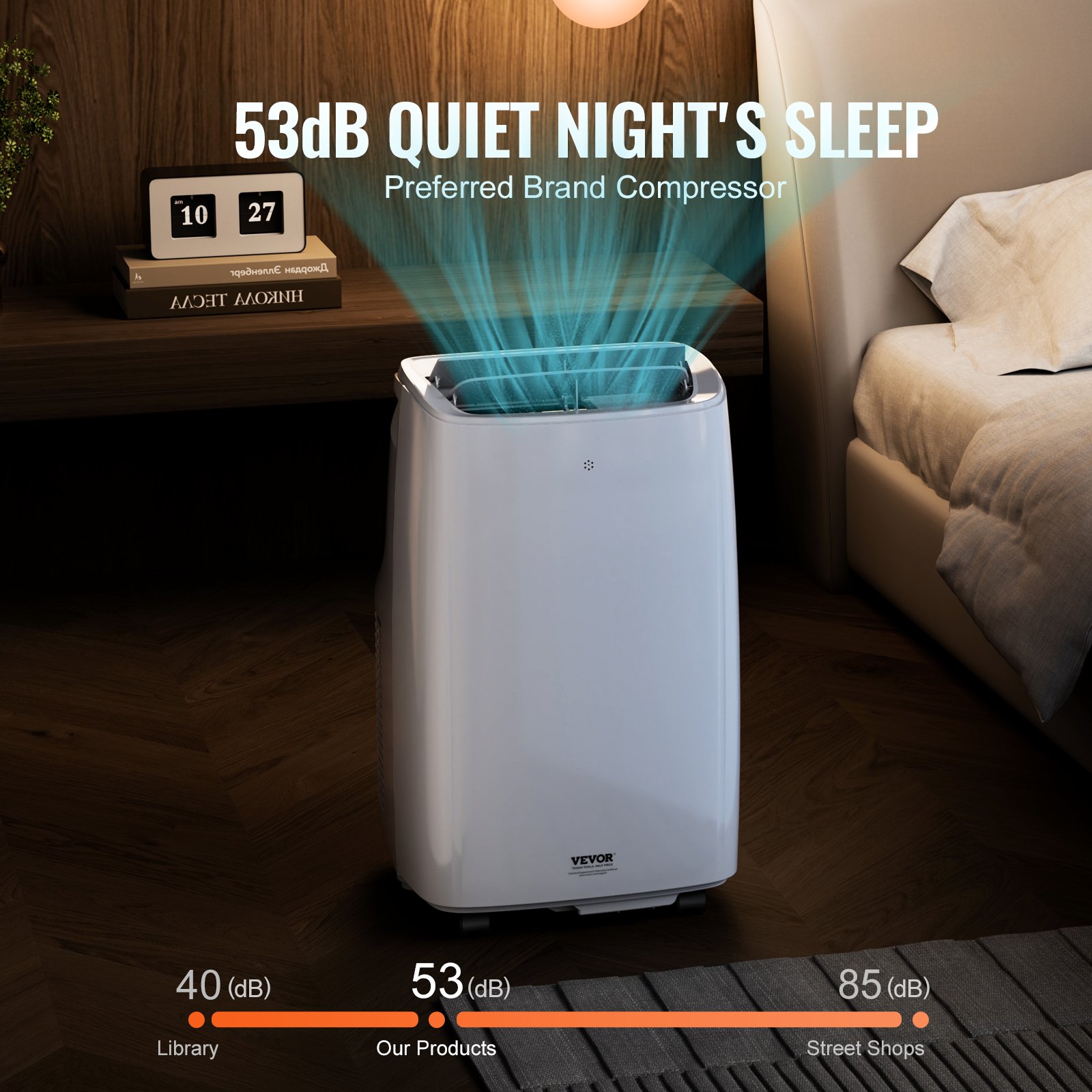 Aire acondicionado portátil VEVOR de 12 000 BTU, 3 en 1 con control remoto, para 550-700 pies cuadrados, modo frío/deshumidificador/ventilador, bajo nivel de ruido y accesorios de alta gama para el hogar, la oficina y el dormitorio, color blanco.