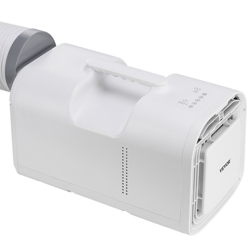 Aire acondicionado portátil VEVOR, 4250 BTU, 3 velocidades, temporizador de 24 horas, control remoto, temperatura ajustable de 16 a 32 °C, para acampar al aire libre, autocaravanas o uso doméstico, color blanco.