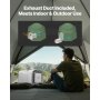 Aire acondicionado portátil VEVOR, 4250 BTU, 3 velocidades, temporizador de 24 horas, ajustable de 16 a 32 °C, compatible con CA/CC, para acampar al aire libre, autocaravanas o uso doméstico, color blanco.