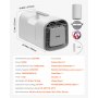 Aire acondicionado portátil VEVOR, 4250 BTU, 3 velocidades, temporizador de 24 horas, ajustable de 16 a 32 °C, compatible con CA/CC, para acampar al aire libre, autocaravanas o uso doméstico, color blanco.