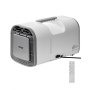 Aire acondicionado portátil VEVOR, 4250 BTU, 3 velocidades, temporizador de 24 horas, ajustable de 16 a 32 °C, compatible con CA/CC, para acampar al aire libre, autocaravanas o uso doméstico, color blanco.