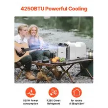 Aire acondicionado portátil de 4250 BTU para tiendas de campaña, aire acondicionado CA/CC para camping, caravanas y hogares.