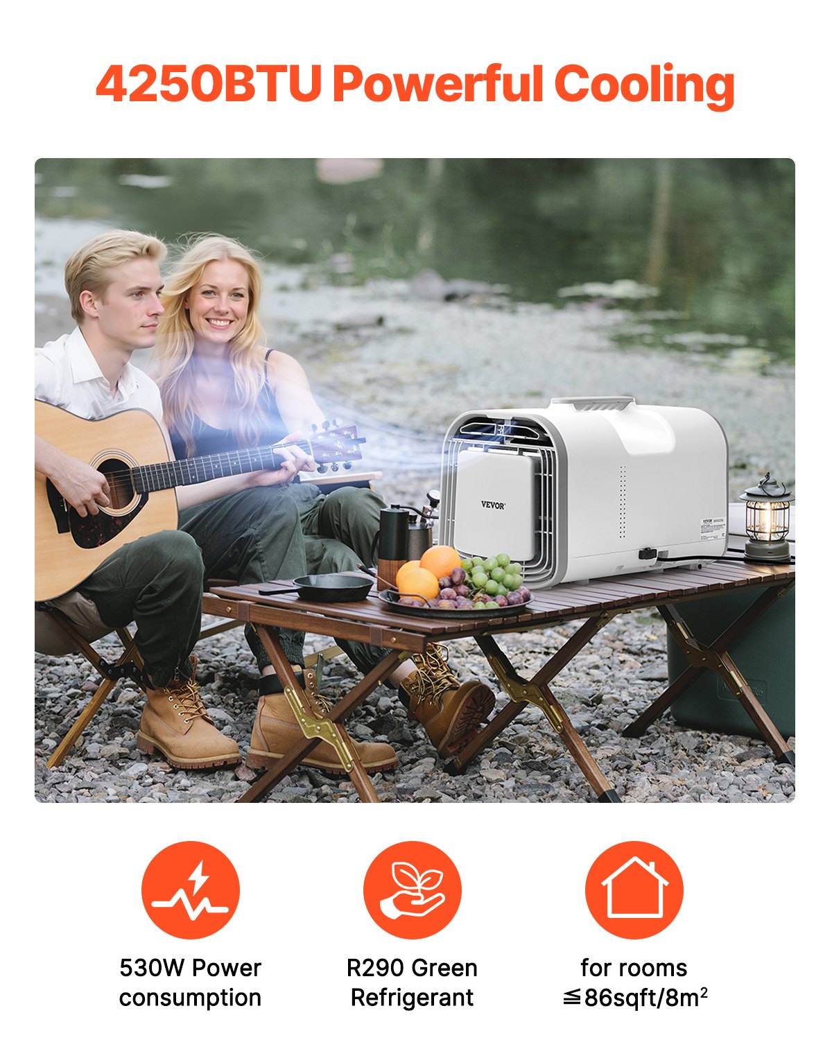 Aire acondicionado portátil de 4250 BTU para tiendas de campaña, aire acondicionado CA/CC para camping, caravanas y hogares.