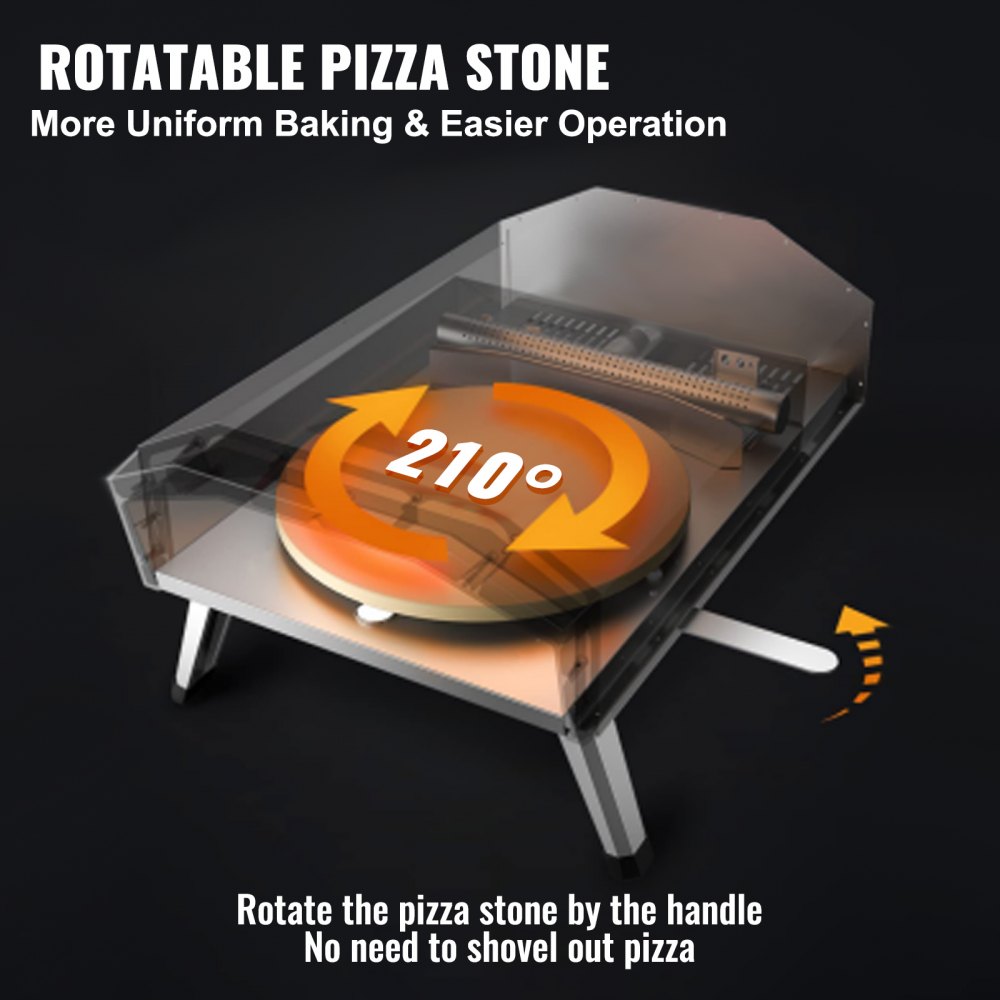Horno de pizza multicombustible para exteriores VEVOR, de 30 cm (12 pulgadas) de leña y gas con piedra giratoria, parrilla de pizza de pellets de propano de doble combustible para patio, hornos de pizza portátiles para exteriores, con certificación CSF