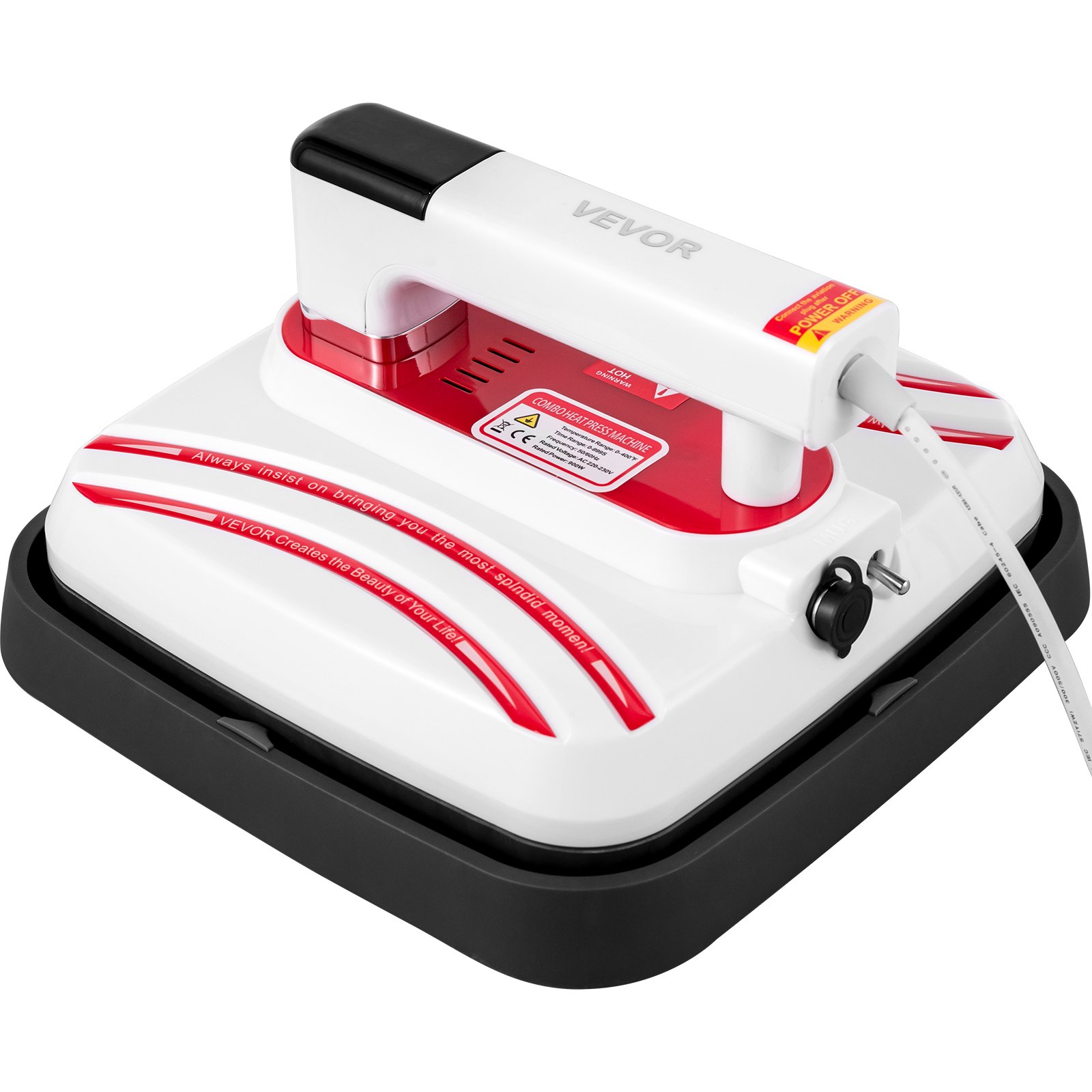 VEVOR Prensa de Calor 28 x 28 x 20,5 cm, Máquina de Prensado de Calor con Pantalla Táctil de Alta Sensibilidad, Mini Máquina de Transferencia de Calor Portátil para Camisetas Tazas Rojo 800 W 0-200 ℃