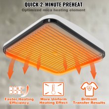 Máquina de prensa de calor VEVOR, 9 x 9 pulgadas, impresión de camisa portátil, máquina de prensa de calor de transferencia de sublimación multifuncional, máquina de prensa de calor con revestimiento de teflón, prensa de planchado fácil para camisetas/bolsos/almohadas/proyectos de vinilo HTV