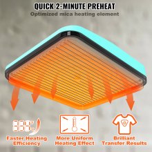 Máquina de prensa de calor VEVOR, 9 x 9 pulgadas, impresión de camisa portátil, máquina de prensa de calor de transferencia de sublimación multifuncional, recubierta de teflón, prensa de planchado fácil para camisetas/bolsos/almohadas/proyectos de vinilo HTV