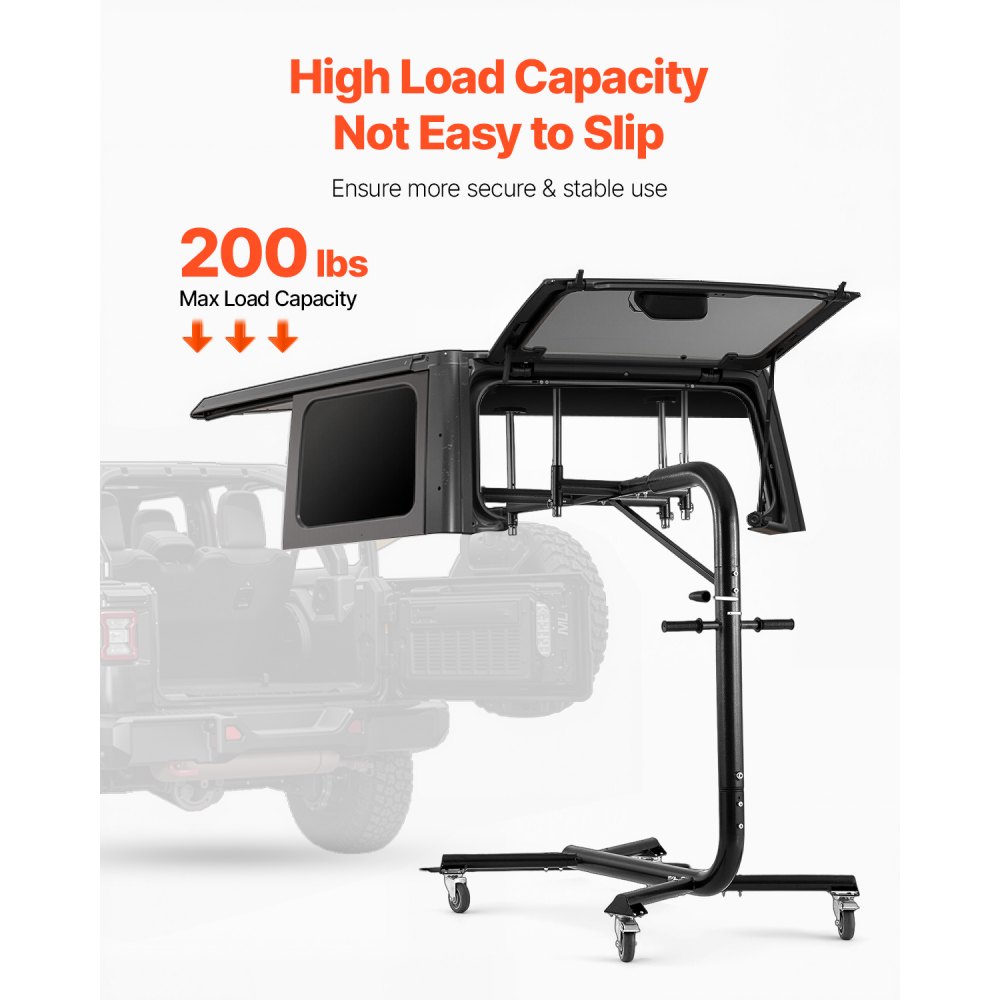 Elevador de techo rígido VEVOR, 200 lb, sistema de extracción y almacenamiento de techo rígido para Jeep, fácil de operar por una sola persona, compatible con Jeep Wranglers de 2 y 4 puertas YJ, TJ, JK, JL y 4XE y Ford Bronco de 4 puertas y 6.ª generación+