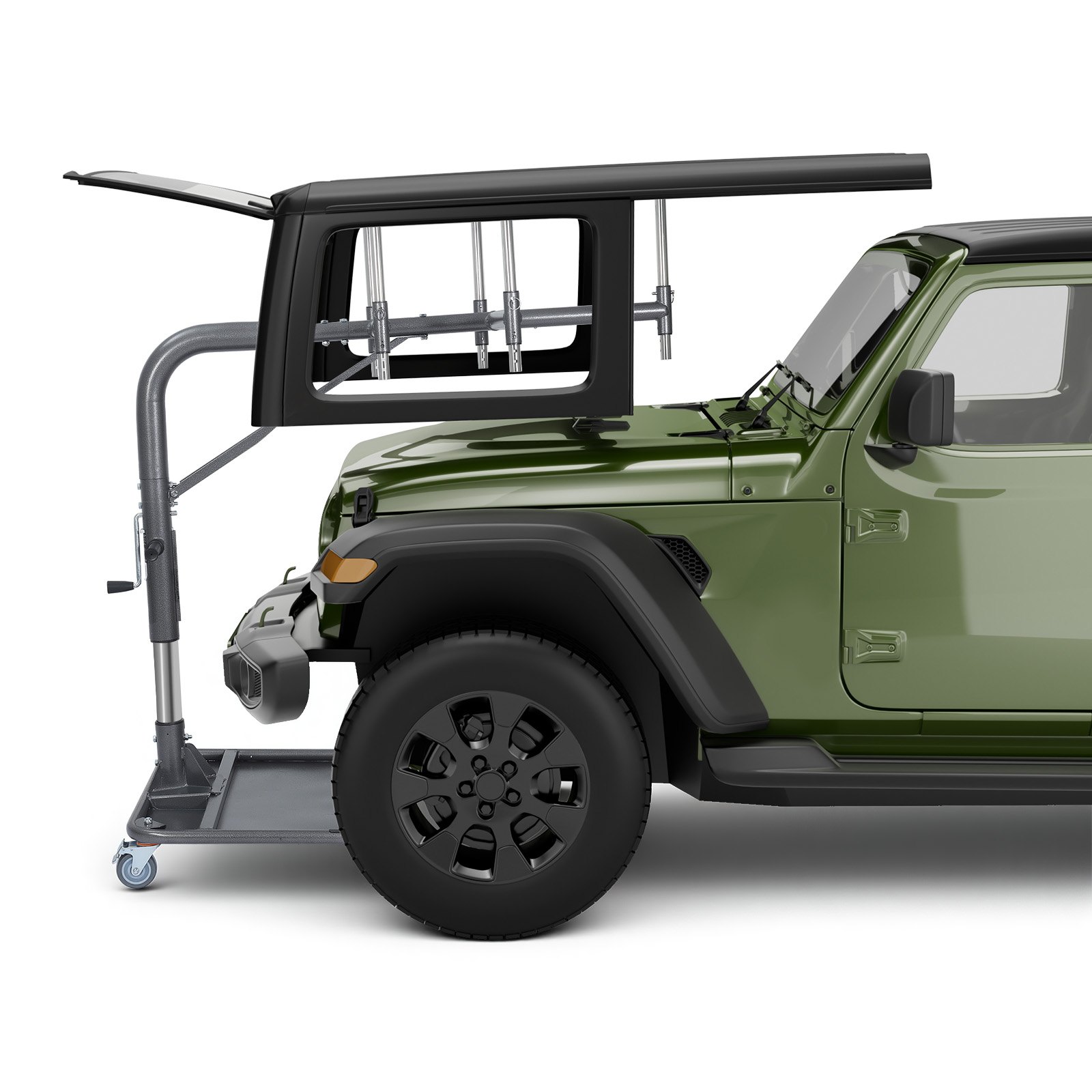 Elevador VEVOR para quitar techos rígidos, 100 kg, sistema de extracción y almacenamiento de techos rígidos para Jeep, operación rápida y sencilla por una sola persona, altura ajustable, para Jeep Wrangler YJ, TJ, JK, JL, 4XE, Ford Bronco de 4 puertas y 6.ª generación+