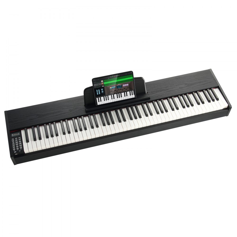 VEVOR Piano Digital Ponderado 88 Teclas Totalmente Ponderadas, Piano Eléctrico con Teclado Dual y Parlantes, Pedal de Sustain, Auriculares, 200 Tonos y Ritmos, Compatible con Bluetooth/USB/MIDI