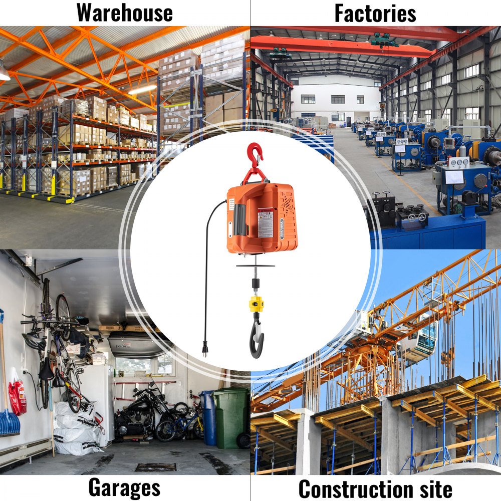 VEVOR Polipasto Eléctrico Cabrestante eléctrico portátil de 1100 libras grúa de cabrestante eléctrico de 1500 W 110 V altura de elevación de 26