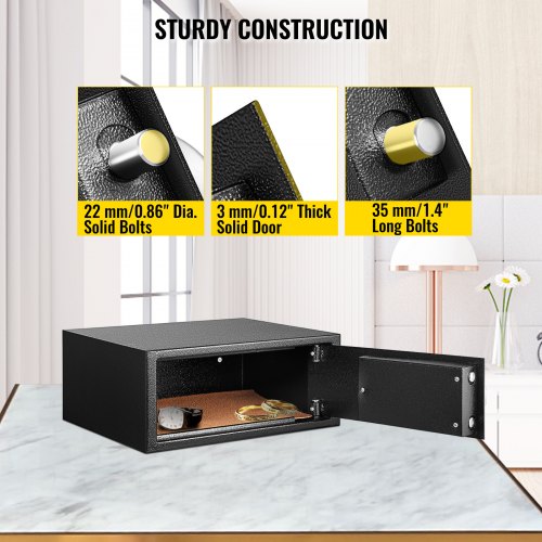 VEVOR Caja de seguridad de 0.8 pies cúbicos, caja de seguridad con cerradura digital, caja de seguridad digital, con dos llaves, construcción de acero al carbono, ideal para el hogar, hotel y oficina