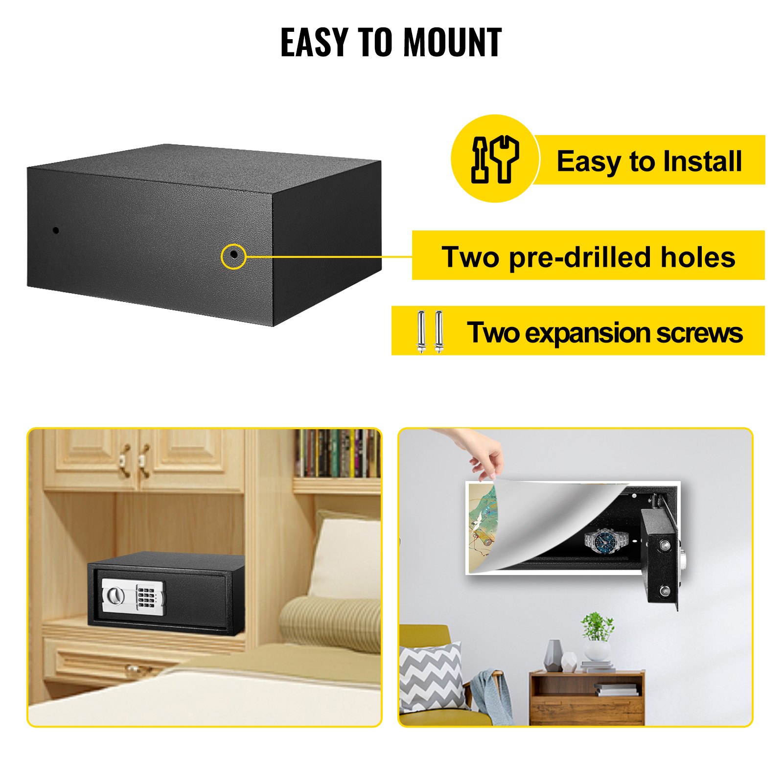VEVOR Caja de seguridad de 0.8 pies cúbicos, caja de seguridad con cerradura digital, caja de seguridad digital, con dos llaves, construcción de acero al carbono, ideal para el hogar, hotel y oficina