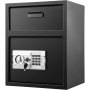 Caja fuerte de depósito VEVOR negra con teclado y funciones de cerradura con llave.