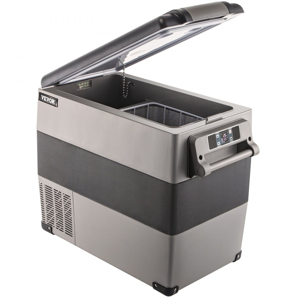 Refrigerador VEVOR de 12 voltios, refrigerador para auto de 58 cuartos, congelador portátil de doble zona, refrigerador con compresor y congelador con 12/24 V CC y 110-240 V CA, para auto, camión, RV, camping y uso doméstico.