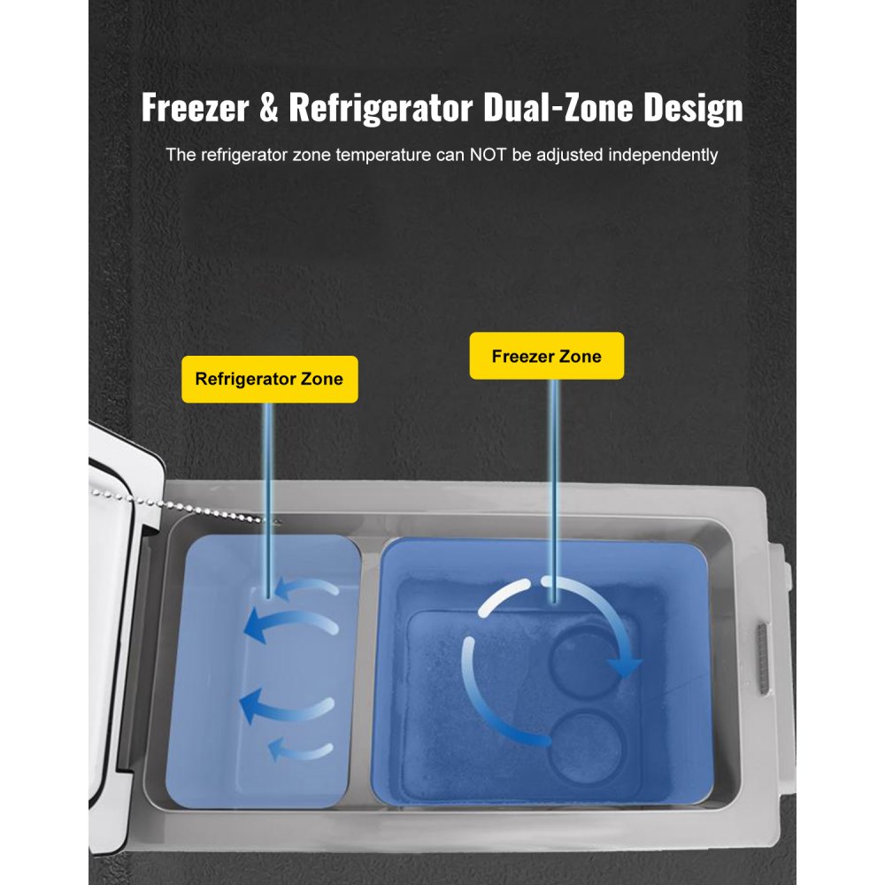 Refrigerador VEVOR de 12 voltios, congelador portátil de 48 cuartos (45 L) de enfriamiento rápido con control por aplicación (-20 °C a 20 °C), refrigerador para auto con 12/24 V CC y 110-240 V CA para viajes, camionetas, campamentos y uso doméstico, color negro