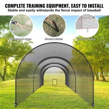 Jaula de bateo de béisbol VEVOR, red y marco para béisbol y sóftbol, red portátil de práctica con bolsa de transporte, jaula de lanzamiento cerrada y resistente, para entrenamiento de bateo en el patio, 10 m