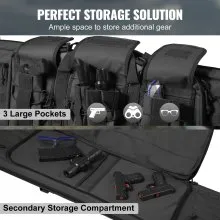 VEVOR Bolsa para rifle, bolsa táctica doble larga para pistola de 36 pulgadas, funda suave para rifle con cremallera con cerradura, asa portátil y correa para el hombro, 3 bolsillos de almacenamiento