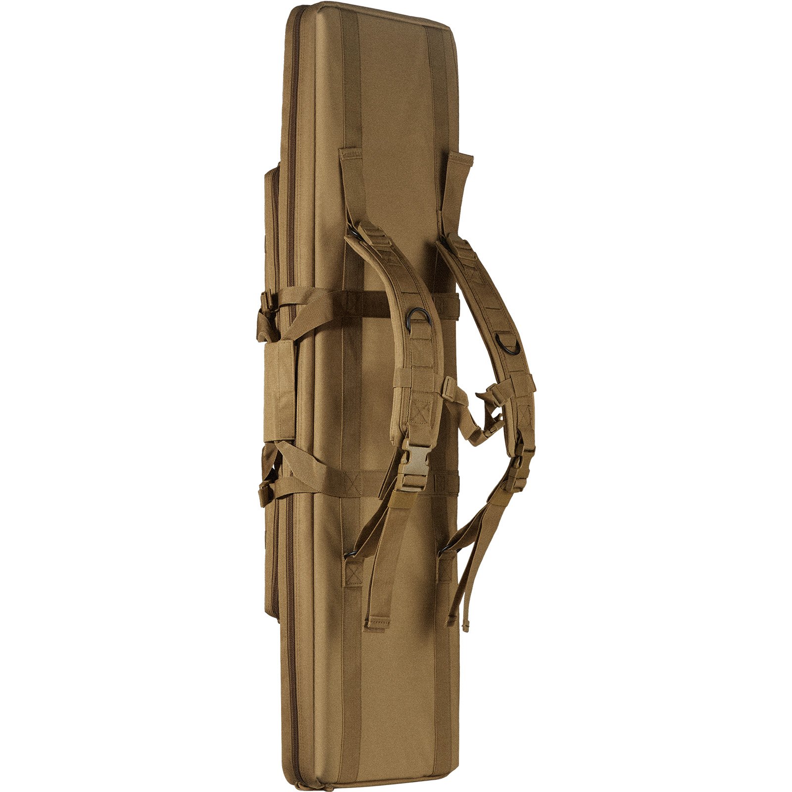 VEVOR Bolsa táctica para armas de fuego, bolsa táctica doble de 42 pulgadas, funda táctica suave para exteriores con cremallera con cerradura, asa portátil y correa para el hombro, 3 bolsillos de almacenamiento grandes, funda táctica para gama, color marrón