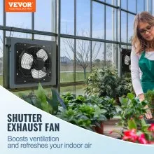 Ventilador de escape con obturador VEVOR, 12'' con controlador de temperatura y humedad, motor EC, 940 CFM, ventilador de ático de montaje en pared ajustable de 10 velocidades, ventilación y refrigeración para invernaderos, garajes, cobertizos, listado ETL