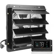 Ventilador de escape con persiana VEVOR, 16'' con controlador de temperatura y humedad, motor EC, 2650 CFM, ventilador de ático de montaje en pared ajustable de 10 velocidades, ventilación y refrigeración para invernaderos, garajes, cobertizos, listado ETL