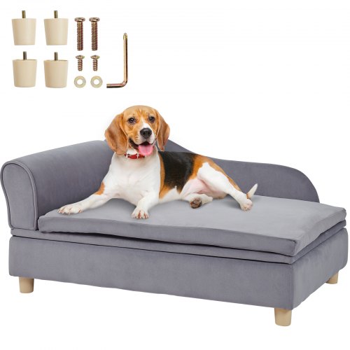 Sofá para mascotas VEVOR, sofá cama para perros y gatos grandes, suave y aterciopelado, soporta hasta 50 kg, color gris