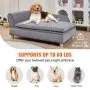 Sofá para mascotas VEVOR, sofá cama para perros y gatos grandes, suave y aterciopelado, soporta hasta 50 kg, color gris