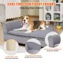 Sofá para mascotas VEVOR, sofá cama para perros y gatos grandes, suave y aterciopelado, soporta hasta 50 kg, color gris