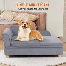 VEVOR Sofá para mascotas, sofá para perros y gatos de gran tamaño, sofá cama suave y aterciopelado para perros, sofá para gatos de carga de 110 libras, gris