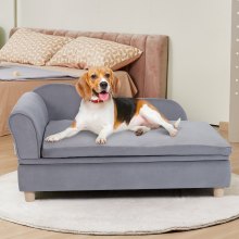 VEVOR Sofá para mascotas, sofá para perros y gatos de gran tamaño, sofá cama suave y aterciopelado para perros, sofá para gatos de carga de 110 libras, gris