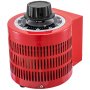 Transformador automático VEVOR rojo con perilla de dial negra y carcasa perforada.