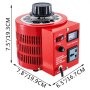 Transformador automático VEVOR rojo con perilla, interruptor de encendido, voltímetro y toma de salida.