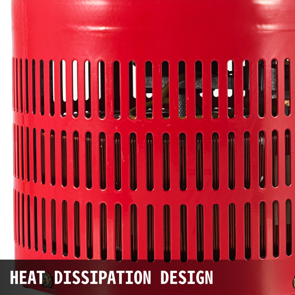 Regulador de voltaje VEVOR rojo con rejillas de disipación de calor.