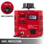 Regulador de voltaje VEVOR rojo con funciones de seguridad y controles fáciles de usar.