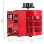 Regulador de voltaje VEVOR rojo, 7,47&quot; alto x 6,3&quot; ancho x 8&quot; profundidad, con perilla de control y toma de corriente.
