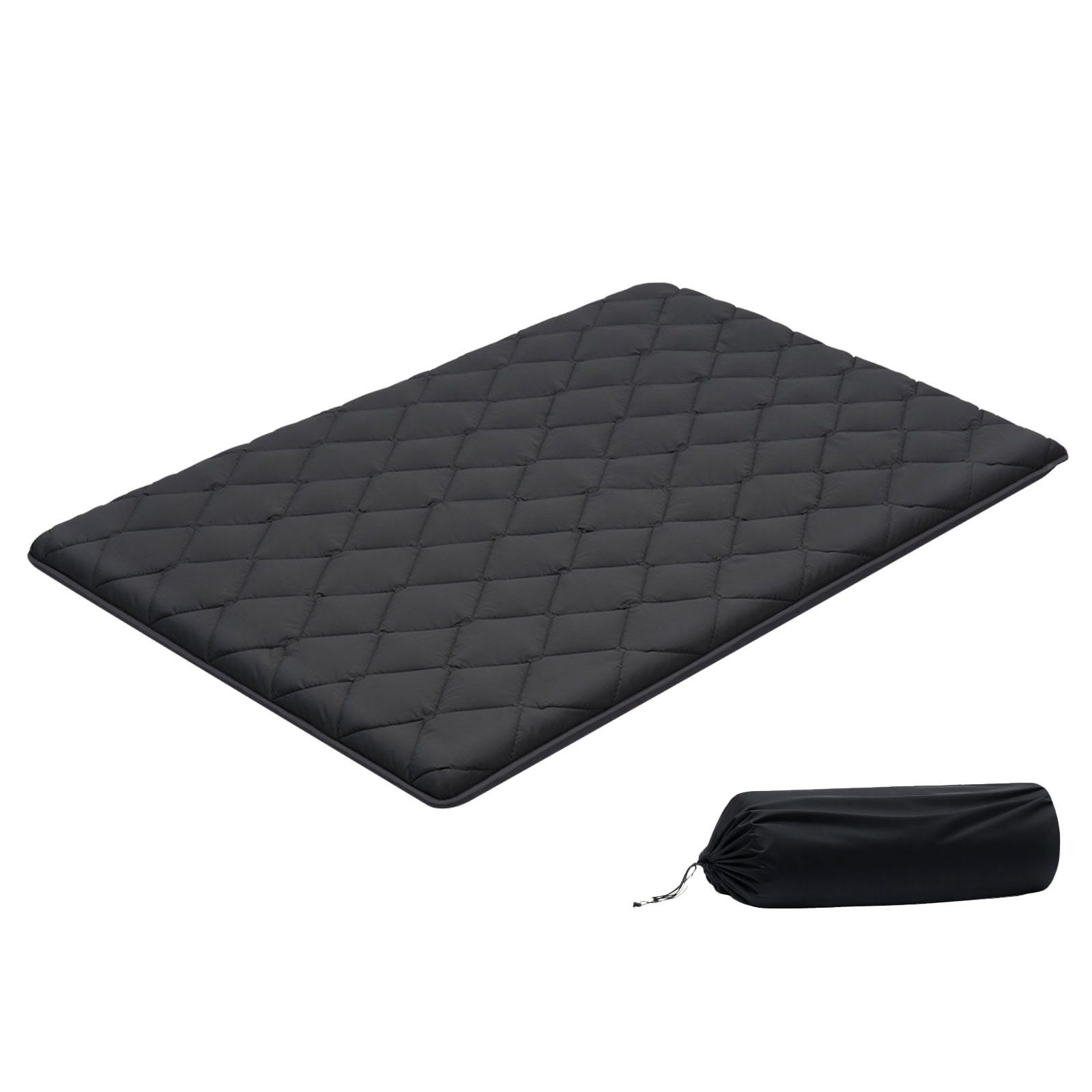 VEVOR Colchón Futón Japonés, Tatami Plegable de Tamaño Completo, con Bolsa de Almacenamiento y Herrajes de Montaje, Esterilla de 9 Capas para Meditación y Yoga, Color Negro, 2032 x 1372 x 89 mm