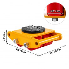 VEVOR Machinery Mover Machinery Skate Dolly 6T, con rotación de 360 ° , 4 piezas en amarillo